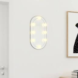 Berkfield Home Mirror with LED Lights 40x20 cm Glass Oval in Silver - thumbnail 3
