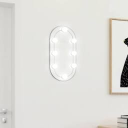 Berkfield Home Mirror with LED Lights 40x20 cm Glass Oval in Silver