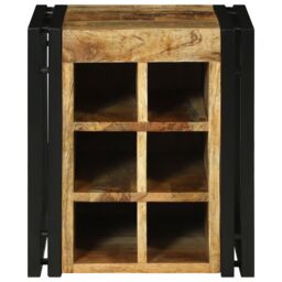 Berkfield Home Wine Rack 34.5 x 35 x 39 cm Solid Wood Rough Mango in Brown - thumbnail 4