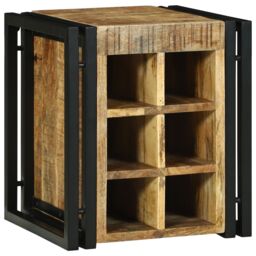 Berkfield Home Wine Rack 34.5 x 35 x 39 cm Solid Wood Rough Mango in Brown - thumbnail 2