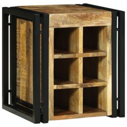 Berkfield Home Wine Rack 34.5 x 35 x 39 cm Solid Wood Rough Mango in Brown
