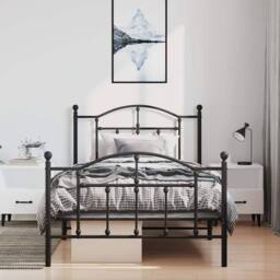 Berkfield Home Metal Bed Frame with Headboard & Footboard Black 100x200 cm - thumbnail 4