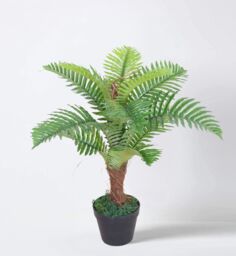 Tradala Trees Lush Artificial Tree Plant Palm with Real Wood Trunk in Dark Green - Size: 2ft - thumbnail 1