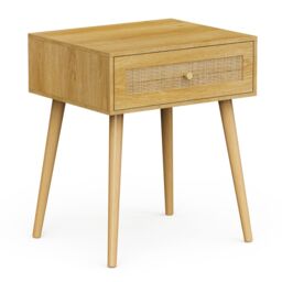 VonHaus Sienna 1 Drawer Rattan Fronted Bedside Table in Natural - thumbnail 8
