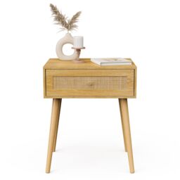 VonHaus Sienna 1 Drawer Rattan Fronted Bedside Table in Natural - thumbnail 7