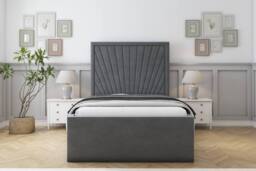 "Sloomy Somerset Coniston Frame-Mattress - 50"" Upholstered Headboard in Dark Grey - Size: Small Single" - thumbnail 1
