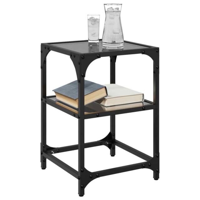 Berkfield Home Decorative Coffee Tables with Black Glass Top 2 pcs 30x30x45 cm Steel - Size: 30 x 30 x 45 cm - image 1