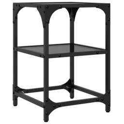 Berkfield Home Decorative Coffee Tables with Black Glass Top 2 pcs 30x30x45 cm Steel - Size: 30 x 30 x 45 cm - thumbnail 6