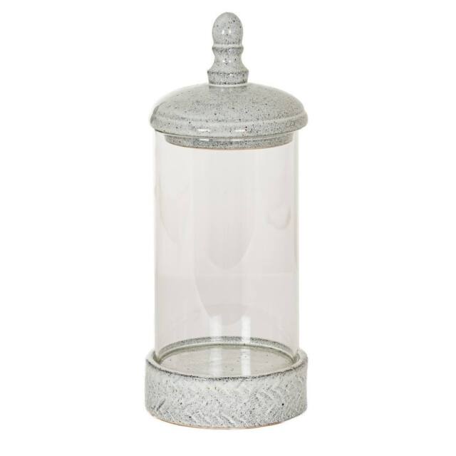 Lemon Pavilion Furniture and Decor Sona Medium Hurricane Lantern Candle Holder with Lid in Grey