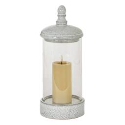 Lemon Pavilion Furniture and Decor Sona Medium Hurricane Lantern Candle Holder with Lid in Grey - thumbnail 2