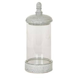 Lemon Pavilion Furniture and Decor Sona Medium Hurricane Lantern Candle Holder with Lid in Grey - thumbnail 1