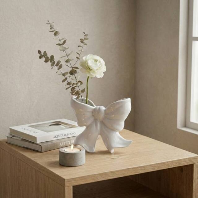 Garden Greatness Maison Blanc Bow Stem Vase in White - Size: 1 Pack - image 1