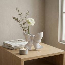 Garden Greatness Maison Blanc Bow Stem Vase in White - Size: 1 Pack - thumbnail 1
