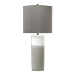 Loops Table Lamp White Gloss Matt Grey Textured Dark Grey Faux Silk Shade LED E27 60W - thumbnail 2