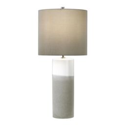Loops Table Lamp White Gloss Matt Grey Textured Dark Grey Faux Silk Shade LED E27 60W