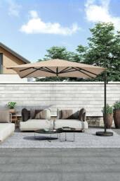 Garden Sanctuary Square Rotating Outdoor Cantilever Parasol with Fillable Base in Taupe - thumbnail 2