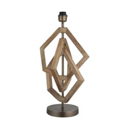 Industville Wooden Geometric Polygon Table Lamp in Light Brown - Size: Medium - thumbnail 3