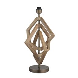 Industville Wooden Geometric Polygon Table Lamp in Light Brown - Size: Medium - thumbnail 2
