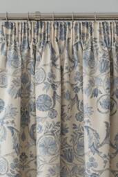 Dreams & Drapes 'Averie' Pair of Pencil Pleat Curtains With Tie-Backs in Blue - Size: 229 cm width x 229 cm drop - thumbnail 3