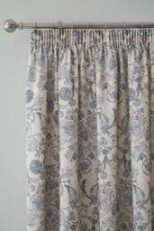 Dreams & Drapes 'Averie' Pair of Pencil Pleat Curtains With Tie-Backs in Blue - Size: 229 cm width x 229 cm drop - thumbnail 4