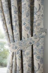 Dreams & Drapes 'Averie' Pair of Pencil Pleat Curtains With Tie-Backs in Blue - Size: 229 cm width x 229 cm drop - thumbnail 6