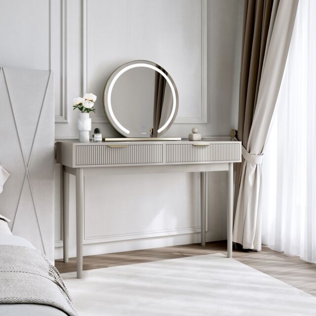 CARME HOME Layla Mocha Dressing Table With Elsie LED Mirror in Brown - image 1