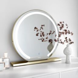 CARME HOME Layla Mocha Dressing Table With Elsie LED Mirror in Brown - thumbnail 7