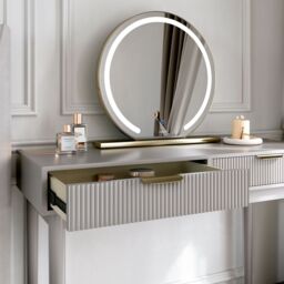 CARME HOME Layla Mocha Dressing Table With Elsie LED Mirror in Brown - thumbnail 3