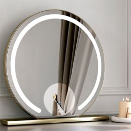 CARME HOME Layla Mocha Dressing Table With Elsie LED Mirror in Brown - thumbnail 6