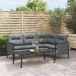 Berkfield Home Garden Coffee Table Anthracite 110x55x35cm Steel in Black - Size: 110 x 55 x 35 cm - thumbnail 2