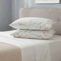 FLAVORA 2 Pack Bamboo Fiber Cooling Pillow Protector in White - Size: Cot - thumbnail 5
