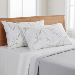 FLAVORA 2 Pack Bamboo Fiber Cooling Pillow Protector in White - Size: Cot - thumbnail 4