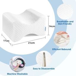 FLAVORA Adjustable Memory Foam Knee Support Pillow in White - Size: Cot - thumbnail 3