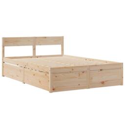 Berkfield Home Bed Frame without Mattress 140x190 cm Solid Wood Pine in Brown - thumbnail 3