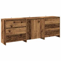 Berkfield Home Decorative 3 Piece Sideboard Old Wood Engineered Wood in Brown - thumbnail 3