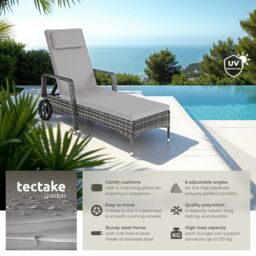 tectake Sun Lounger Caspian - Size: 1 Seater - thumbnail 2