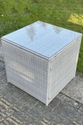 Fimous Rattan Cube Side Table Corner Tea Coffee Table in Light Grey - thumbnail 3