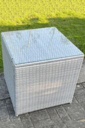 Fimous Rattan Cube Side Table Corner Tea Coffee Table in Light Grey - thumbnail 2