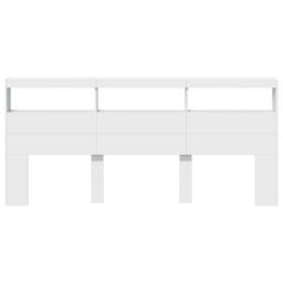 Berkfield Home Headboard Cabinet with LED White 220x17x102 cm - Size: 220 x 17 x 102 cm - thumbnail 6