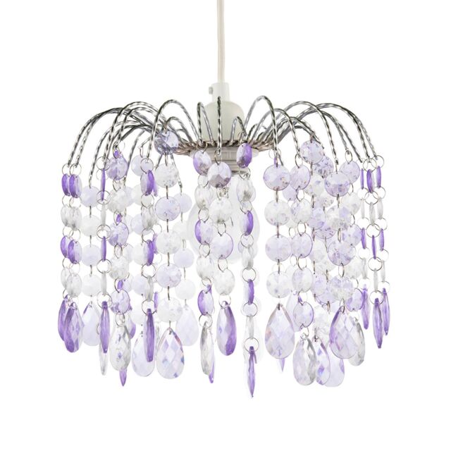 Happy Homewares Contemporary Pendant Shade with Acrylic Droplets in Lilac - Size: 10 inches - image 1