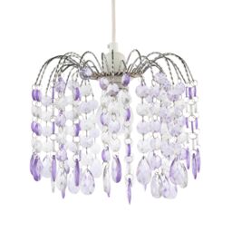 Happy Homewares Contemporary Pendant Shade with Acrylic Droplets in Lilac - Size: 10 inches - thumbnail 1