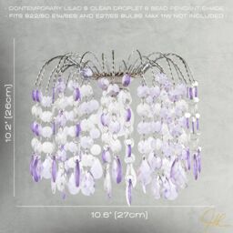 Happy Homewares Contemporary Pendant Shade with Acrylic Droplets in Lilac - Size: 10 inches - thumbnail 7