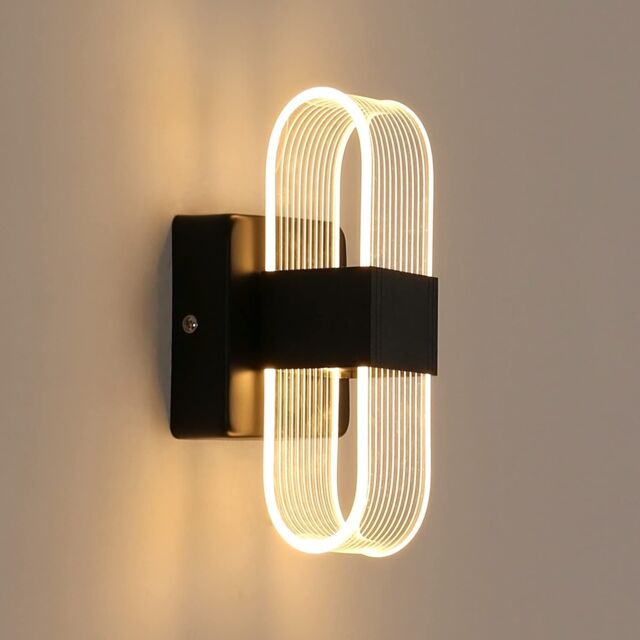 Pheashine Modern Black Oval LED Wall Light, 3-Color Changing Acrylic Wall Sconce - image 1