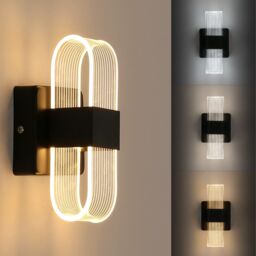 Pheashine Modern Black Oval LED Wall Light, 3-Color Changing Acrylic Wall Sconce - thumbnail 4