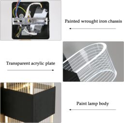 Pheashine Modern Black Oval LED Wall Light, 3-Color Changing Acrylic Wall Sconce - thumbnail 5