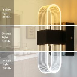 Pheashine Modern Black Oval LED Wall Light, 3-Color Changing Acrylic Wall Sconce - thumbnail 3