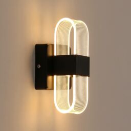 Pheashine Modern Black Oval LED Wall Light, 3-Color Changing Acrylic Wall Sconce