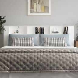 Berkfield Home Headboard Cabinet White 220x18.5x104.5 cm - thumbnail 3