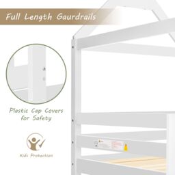 Matteo Bunk Bed, Children Cabin Bed, Twin Sleeper, Solid Pine Wood in White - Size: Single - thumbnail 5