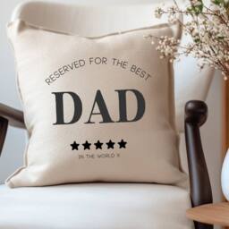 Aye Do Gifts Men's Personalised Reserved for the Best Dad Cushion in Cream - Size: 40 cm x 40 cm - thumbnail 2